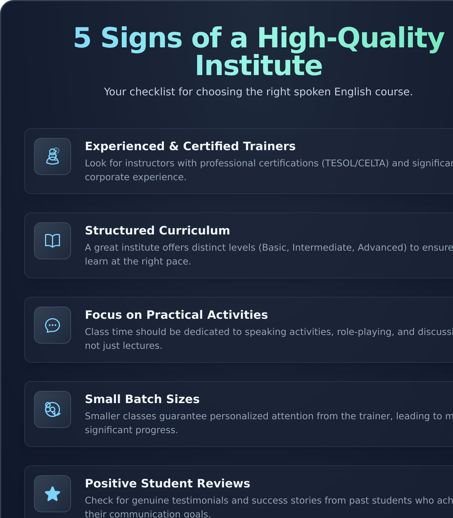 Spoken English Course: Your Ultimate Guide to Confidence and Fluency - Infographic